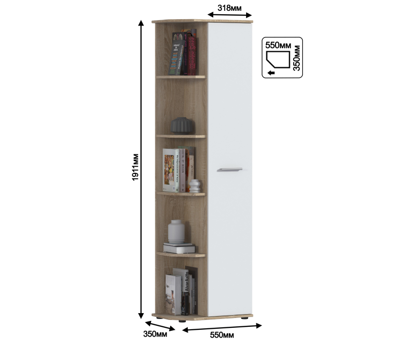 Шкафы одностворчатые, Шкаф торцевой Мамбо СБ-2754