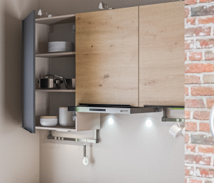 Кухонный гарнитур ЛОФТ Регина Песочный/Диамант серый, Дуб дикий 1,8 м ПОД КЛЮЧ