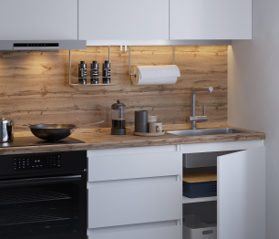 Кухонный гарнитур Леон прямой 260 см, белый