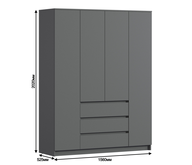 Шкафы распашные, Шкаф 4 дверный с ящиками Леон СБ-3364