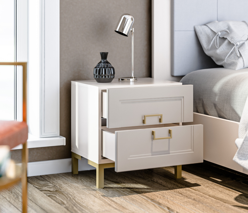 Прикроватные тумбы, Тумба Ассоль СБ-3436 Кашемир серый/МДФ Кашемир