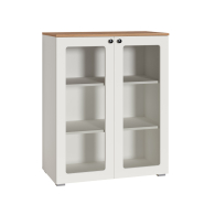 Шкафы распашные, Шкаф-витрина Остин 16.394.01, белая шагрень, дуб золотой крафт