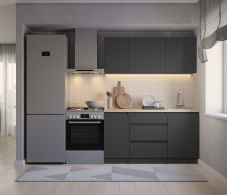 Кухонные гарнитуры, Кухонный гарнитур Леон прямой 150 см, диамант серый