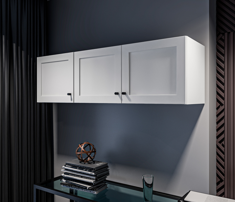 Настенные полки, Твин СБ-3385 Полка Белая с глухими фасадами