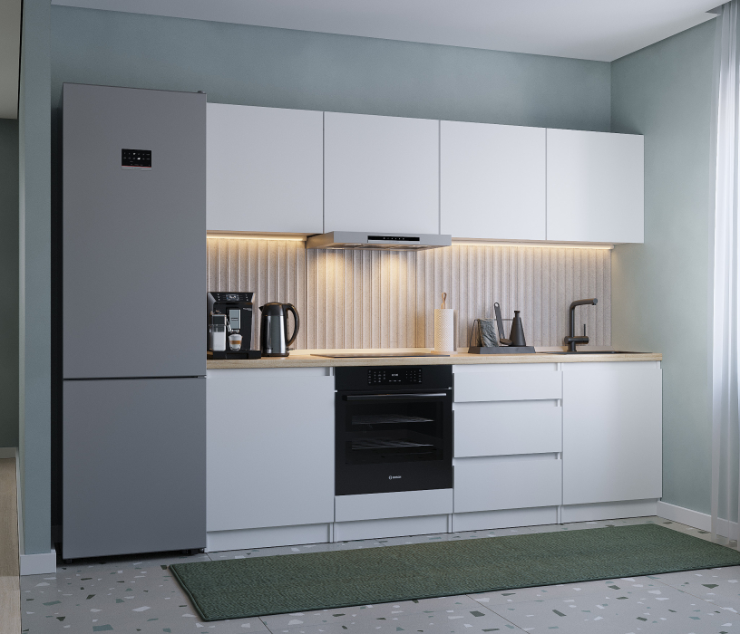 Кухонные гарнитуры, Кухонный гарнитур Леон прямой 240 см, белый