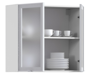 Регина РП-80 Полка Белый/Витрина алюминий Белый глянец/стекло Сатин