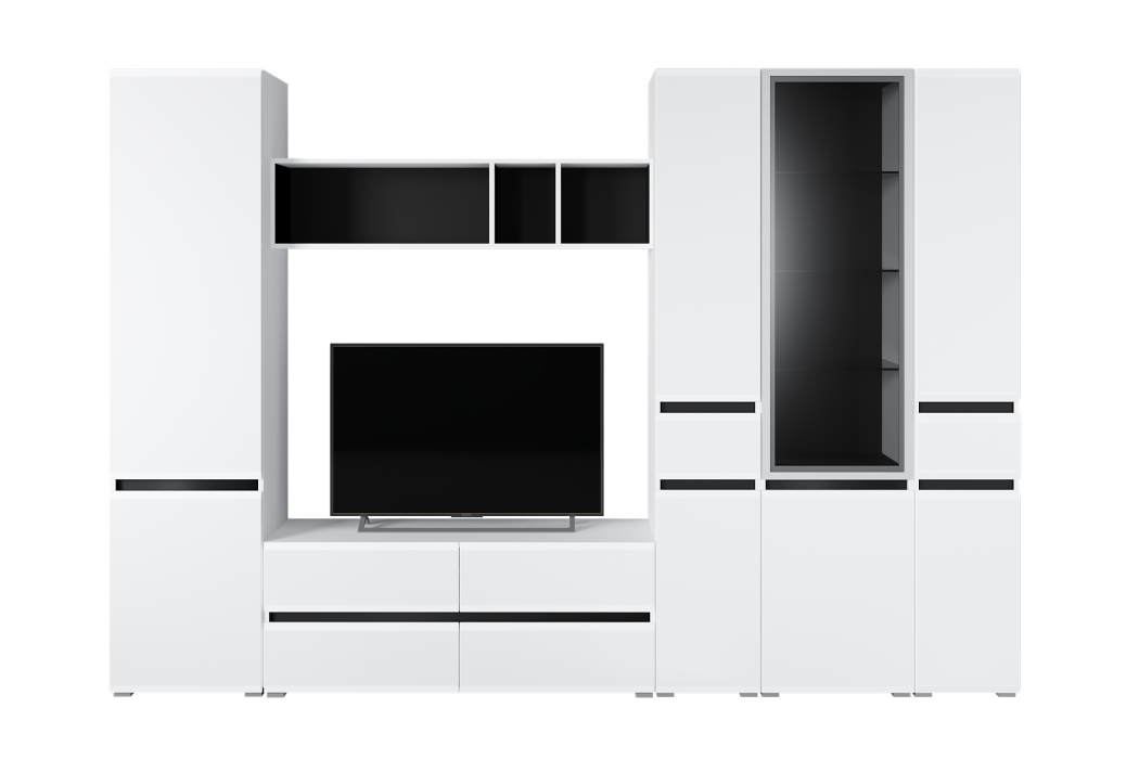Настенные полки, Полка Сидней 15.57, белый премиум, черный