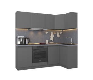 Кухонный гарнитур Леон угловой 210х100 см, диамант серый
