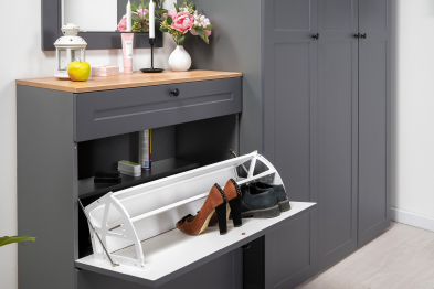 Тумба для обуви Остин 16.121, серый графит, дуб золотой крафт