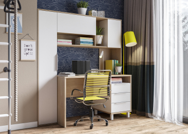 Стол рабочий Комфорт 12.95, дуб сонома, белый шагрень