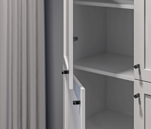 Стеллаж Твин СБ-3373 Белый с глухими фасадами