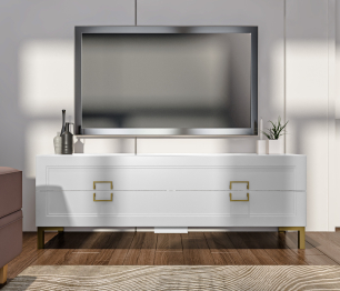 Тумба под телевизор Ассоль СБ-3433 Белый/МДФ Белый