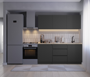 Кухонный гарнитур Леон прямой 180 см, диамант серый