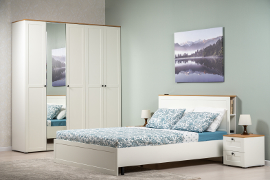 Тумба прикроватная Остин 16.152, белая шагрень, дуб золотой крафт