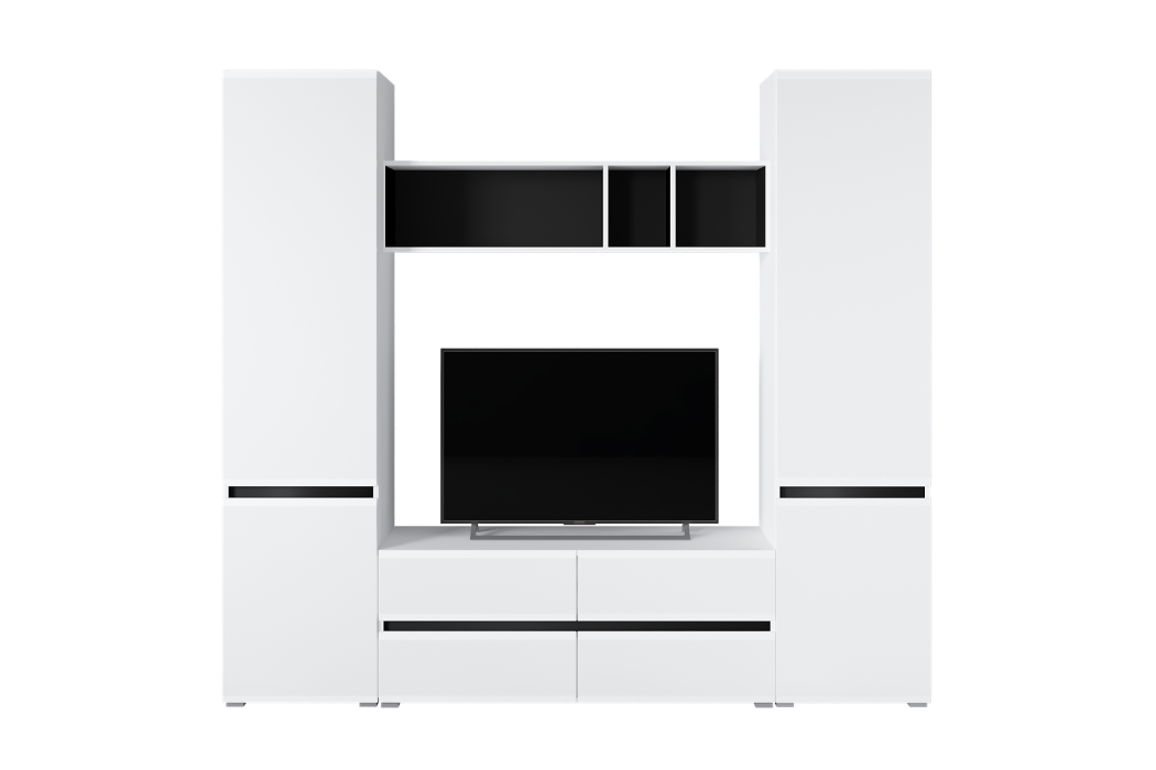 Шкафы распашные, Шкаф Сидней 13.200, белый премиум, черный, белый глянец