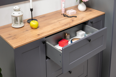 Комод Остин 16.221, серый графит, дуб золотой крафт