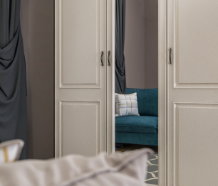 Шкаф 3х дверный с зеркалом Гранд / Ливерпуль СБ-3512 Дуб Приморский Белый/МДФ Классика Светлый