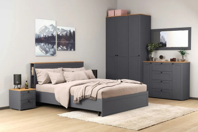 Тумба прикроватная Остин 16.152, серый графит, дуб золотой крафт