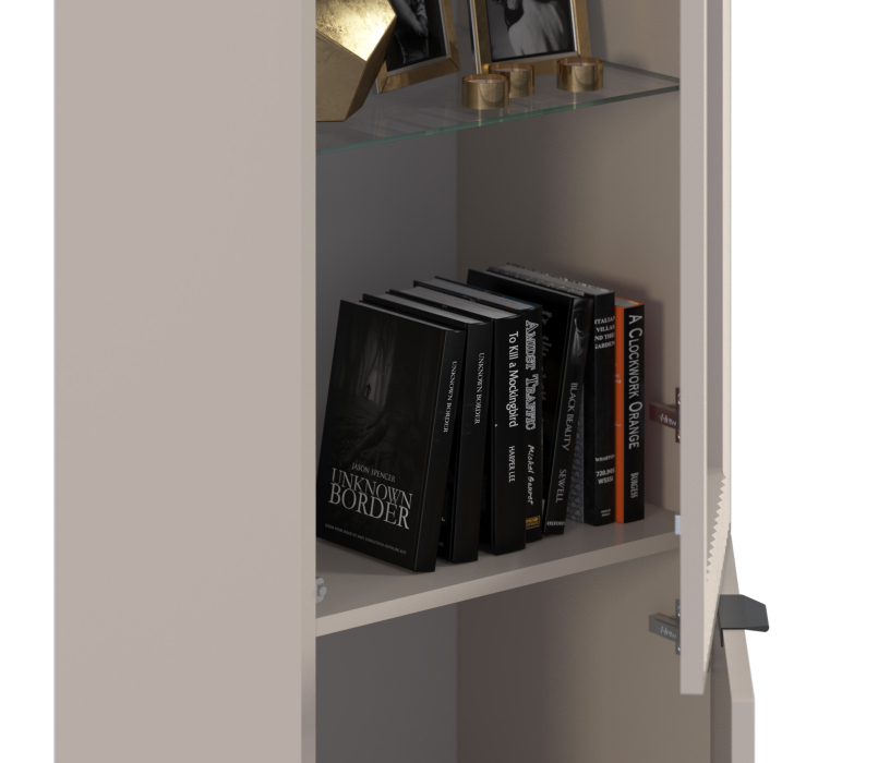 Шкафы пеналы, Шкаф-витрина Турин СБ-3567 Кашемир серый/МДФ Кашемир