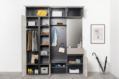 Шкаф двустворчатый Сидней 16.367.02, антрацит, веллюто капучино