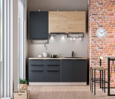 Кухонные гарнитуры, Кухонный гарнитур ЛОФТ Регина Песочный/Диамант серый, Дуб дикий 1,8 м ПОД КЛЮЧ