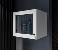 Настенные полки, Твин СБ-3383 Полка Белая с фасадом со стеклом