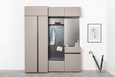 Тумба для обуви Сидней 16.129, антрацит, веллюто капучино