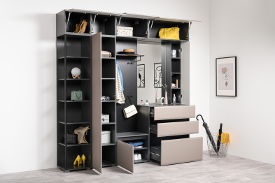 Тумба для обуви Сидней 16.129, антрацит, веллюто капучино