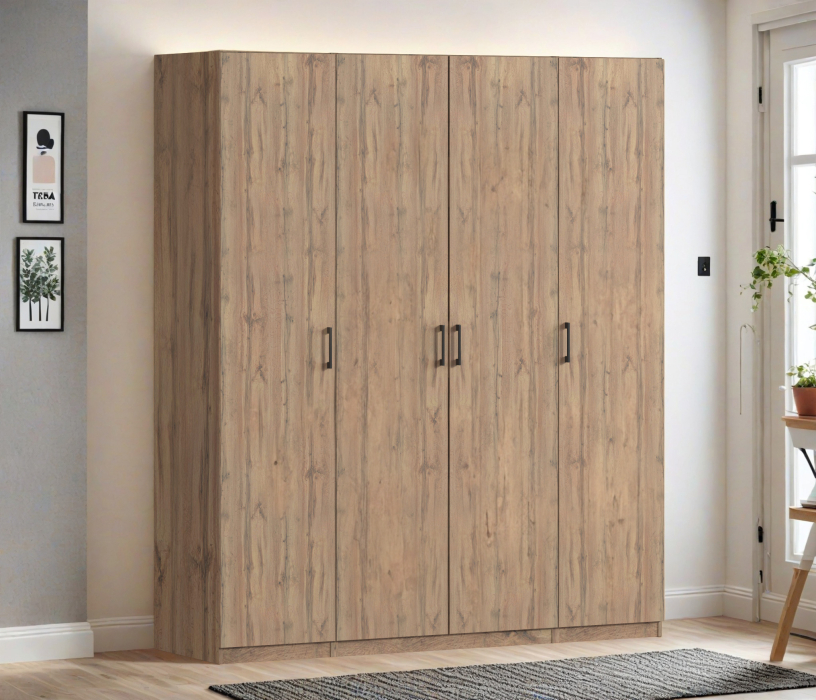 Для одежды, Шкаф четырехдверный Макс 2000 мм, вариант №1 (ЛДСП, корпус дуб вотан)