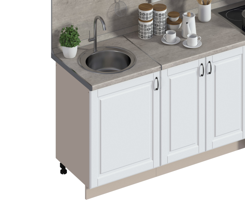 Кухонные гарнитуры, Кухонный гарнитур Регина24 Бежевый песок/МДФ Белоснежный/МетрополитанR5