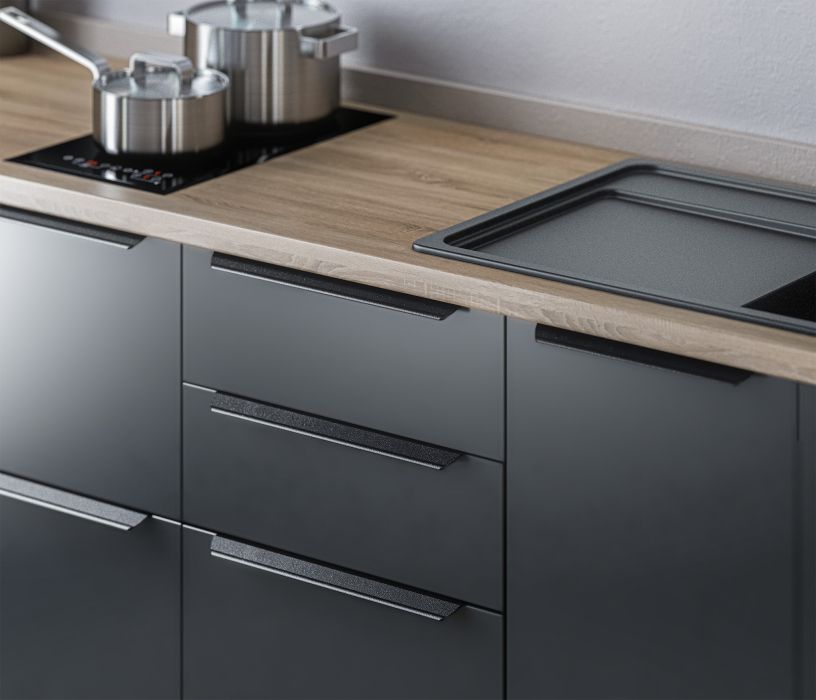 Кухни, Кухонный гарнитур ЛОФТ Регина Песочный/Диамант серый, Дуб дикий 2,4 м