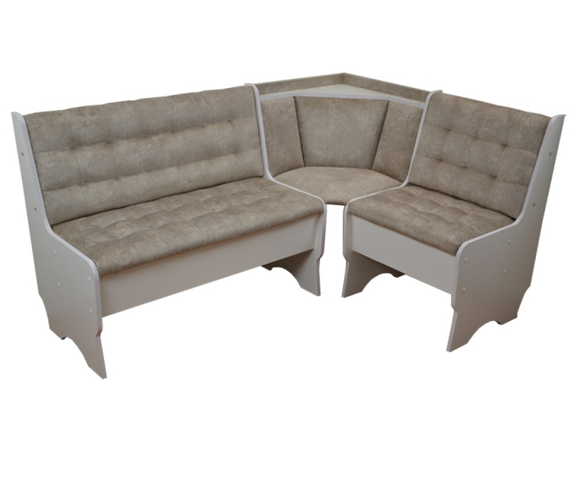 Кухонные уголки, Угловая скамья Аленка 26 белый/велюр бежевый 1 категория