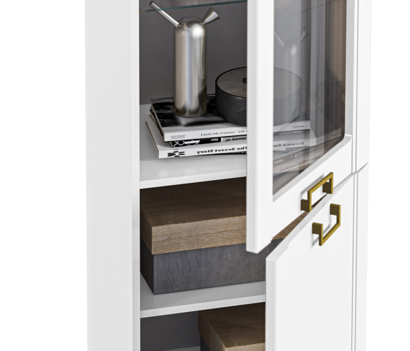 Шкафы пеналы, Шкаф-витрина Ассоль СБ-3429 Белый/МДФ Белый